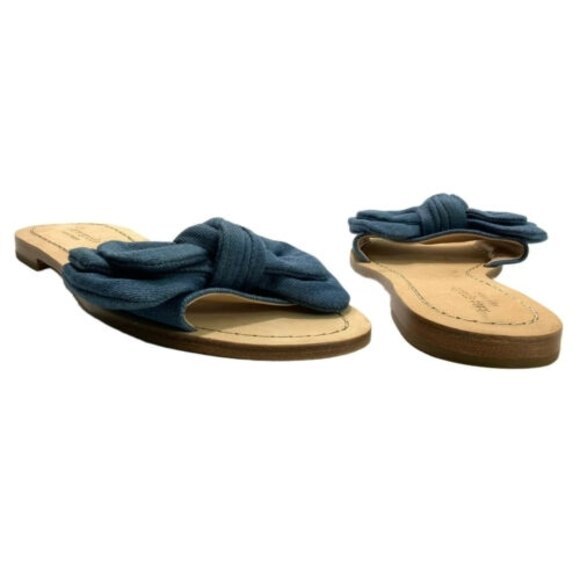 New Kate Spade New York Sasha Slide Bow Front Sandals Blue Denim 7 - Picture 2 of 12